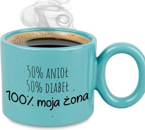 XXL Türkiz Bögre Lány Feleségnek Évfordulóra 50% Angyal 50% Ördög