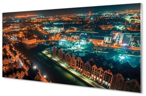 Üvegképek Gdańsk River éjszakai panoráma 100x50 cm