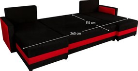 Univerzális ülőgarnitúra, fekete/piros, PAULITA U
