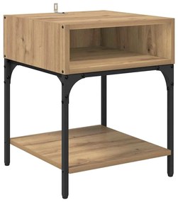 Éjjeli asztal 2 pcs kézműves tölgy 40 x 40 x 50 cm Faanyag