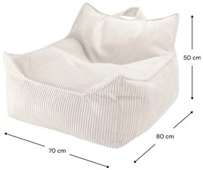 Krémszínű kordbársony gyerek babzsákfotel Chair – Wigiwama