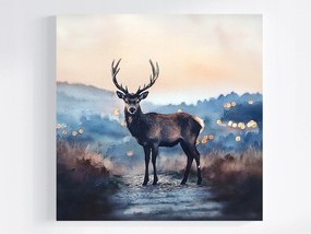 Vászonkép Canvas Akvarell Természet Állatvilág Szarvas Este 40x40