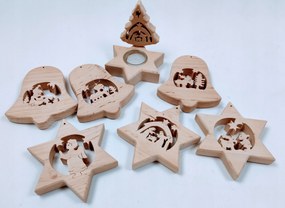 Fából készült medál szett karácsonyfadísz dekoráció