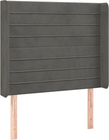 vidaXL sötétszürke bársony fejtámla szárnyakkal 103x16x118/128 cm