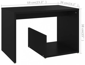 fekete forgácslap kisasztal 59 x 36 x 38 cm