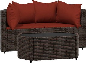 vidaXL 3 részes barna polyrattan kerti ülőgarnitúra párnával