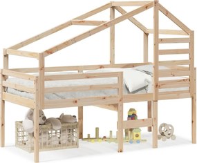 vidaXL tömör fenyőfa magasított ágy tetővel 90 x 200 cm