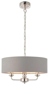 Endon 94377 - Csillár láncon HIGHCLERE 3xE14/40W/230V szürke/fényezett króm