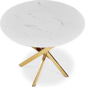 BALI üveg asztal 100 cm fehér márvány/arany