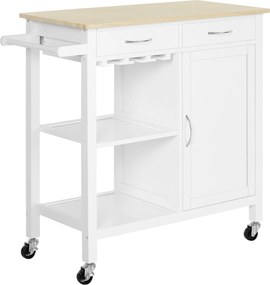 HOMCOM Konyhai Kocsi - Többfunkciós Tálalókocsi Készlet Kerekekkel Fürdőszobába és Hálószobába - 89x40x84cm | Aosom