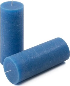 Rusztikus gyertya készlet 20 cm Ø 7,5 cm 2 db kék