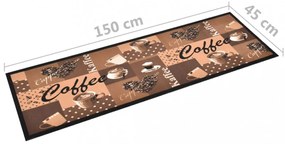 barna kávémintás mosható konyhai szőnyeg 45 x 150 cm