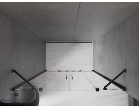 Mexen Velar Duo, nyitható tolóajtó 150x200 cm, 8mm átlátszó üveg, fekete matt, 871-150-000-02-70
