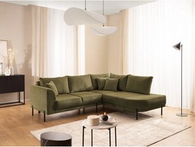 Zöld zsenília sarokkanapé (jobb oldali-L alakú) Mauris – Ropez