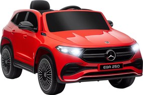 HOMCOM Gyerek Elektromos Autó 3-8 Éveseknek Mercedes Benz EQA 12V Engedéllyel, Távirányítóval, Fényszórókkal és Zengővel, 111.5x69x52.5 cm, Piros és F