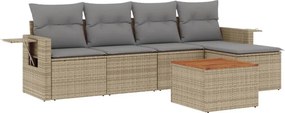 vidaXL 6 részes bézs polyrattan kerti ülőgarnitúra párnával