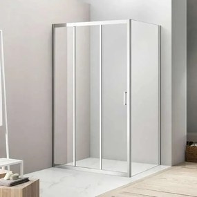 Diplon 120x80 tripla tolóajtós aszimmetrikus zuhanykabin, 5 mm edzett üveggel, 185 cm magas
