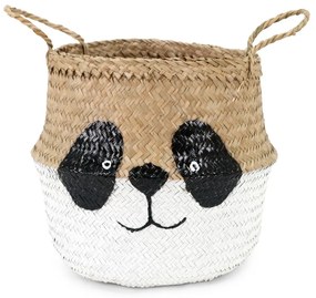Fehér-natúr színű tengerifű játéktároló kosár ø 25x24 cm Panda – Compactor