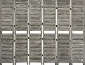 vidaXL szürke 6 paneles tömör faparaván 214 x 166 cm