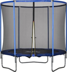 HOMCOM Trambulin Biztonsági Hálóval - Kerti Trambulin Beltéri és Kültéri Használatra - Fitnesz Trambulin Gyerekeknek és Felnőtteknek - Acél Kék+Fekete