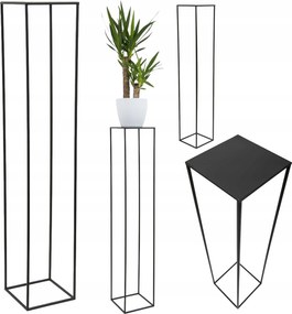 Virágágyás Állvány Fém Álló Loft Növények 130 CM Nagy Fekete