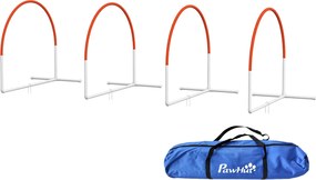 PawHut Kutyas agility készlet, 4 részes kutya tréning slalom rudakkal, kutyák számára készült agility felszerelés Oxford hordtáskával, narancs | Aosom