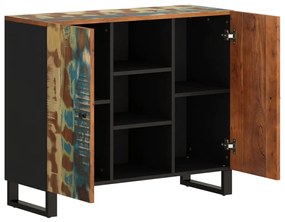 tömör 2 ajtós újrahasznosított fa tálalószekrény 90x33x75 cm