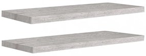 2 db betonszürke MDF lebegő fali polc 80 x 23,5 x 3,8 cm