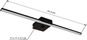 Globo 41922B Fekete fém fali lámpa, matt fekete alumínium, fehér műanyag, billenőkapcsoló elem, SZxM:615x37mm, Mélység: 110mm, LED 12W 230V, 1330lm forrás, 590lm kimenet, 4000K