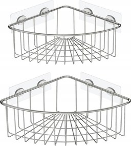 Sarok Zuhany Polc Fúrás Nélkül 2db-os Szett Ezüst Heeta