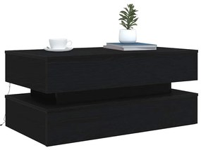 Fekete tölgy dohányzóasztal LED-lámpákkal 90x50x40 cm