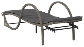 2 db szürke polyrattan napozóágy párnával