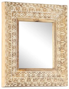 kézzel faragott tömör mangófa tükör 50 x 50 x 2,6 cm