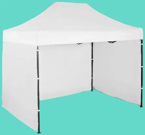 Gyorsan összecsukható sátor 2x3m – acél, Fehér, 3 oldalfal