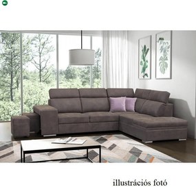 Ülőgarnitúra, szövet barna/világoslila, jobbos, LANZA