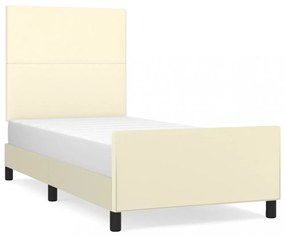 krémszínű műbőr ágykeret fejtámlával 80 x 200 cm