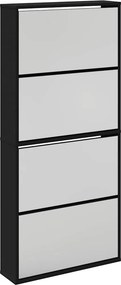 vidaXL fekete 4 szintes cipőszekrény tükörrel 63 x 17 x 134 cm