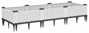 fehér polipropilén kerti virágláda cövekekkel 125x40x28,5 cm