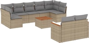 vidaXL 10 részes vegyes bézs polyrattan kerti ülőgarnitúra párnákkal