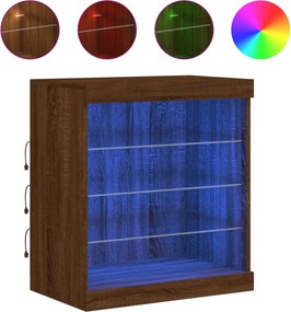 vidaXL barna tölgy színű tálalószekrény LED-világítással 60,5x37x67 cm