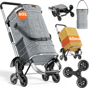 COMFORT bevásárlótáska lépcsőjáró kerekekkel, 50l, szürke Jurhan