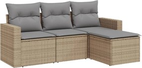 vidaXL 4 részes bézs polyrattan kerti ülőgarnitúra párnákkal