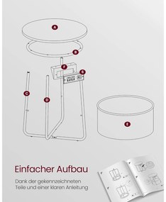 Kerek dohányzóasztal usb töltő porttal, kis asztal aljzattal, szürke-palaszürke