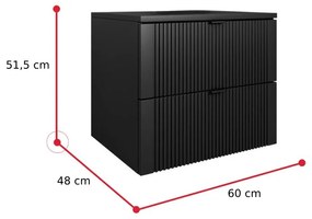 DAKARI fürdőszoba szekrény a mosdó alatt, 60x51,5x48, fekete