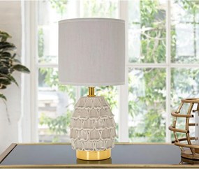 Bézs kerámia asztali lámpa textil búrával (magasság 30,5 cm) Pigny – Mauro Ferretti