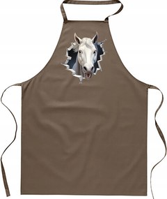 Konyhai Kötény pamut bézs lyuk Ló ló FA_496_b