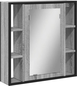 vidaXL szürke sonoma színű szerelt fa tükrös szekrény 60x16x60 cm