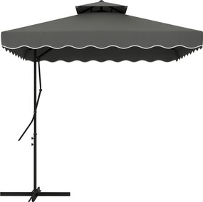 Outsunny Napernyő, 243 x 243 cm-es Erkély Napernyő UV Védelemmel, Cantilever Napernyő Két Rétegű Ponyvával, Keresztalap, Ráncos Terasznapernyő, 4 Tart