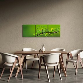 Zöld fenyőtoboz képe (órával) (90x30 cm)