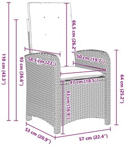 5 Részes Kerti Étkezőszett Párnákkal Fekete Poli Rattan